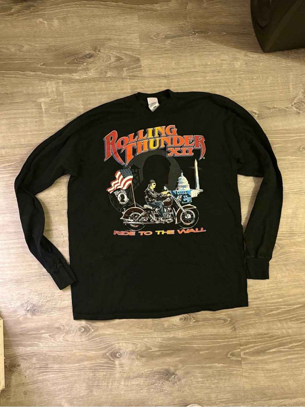 Rolling Thunder XII Black Long-Sleeve Graphic Tee